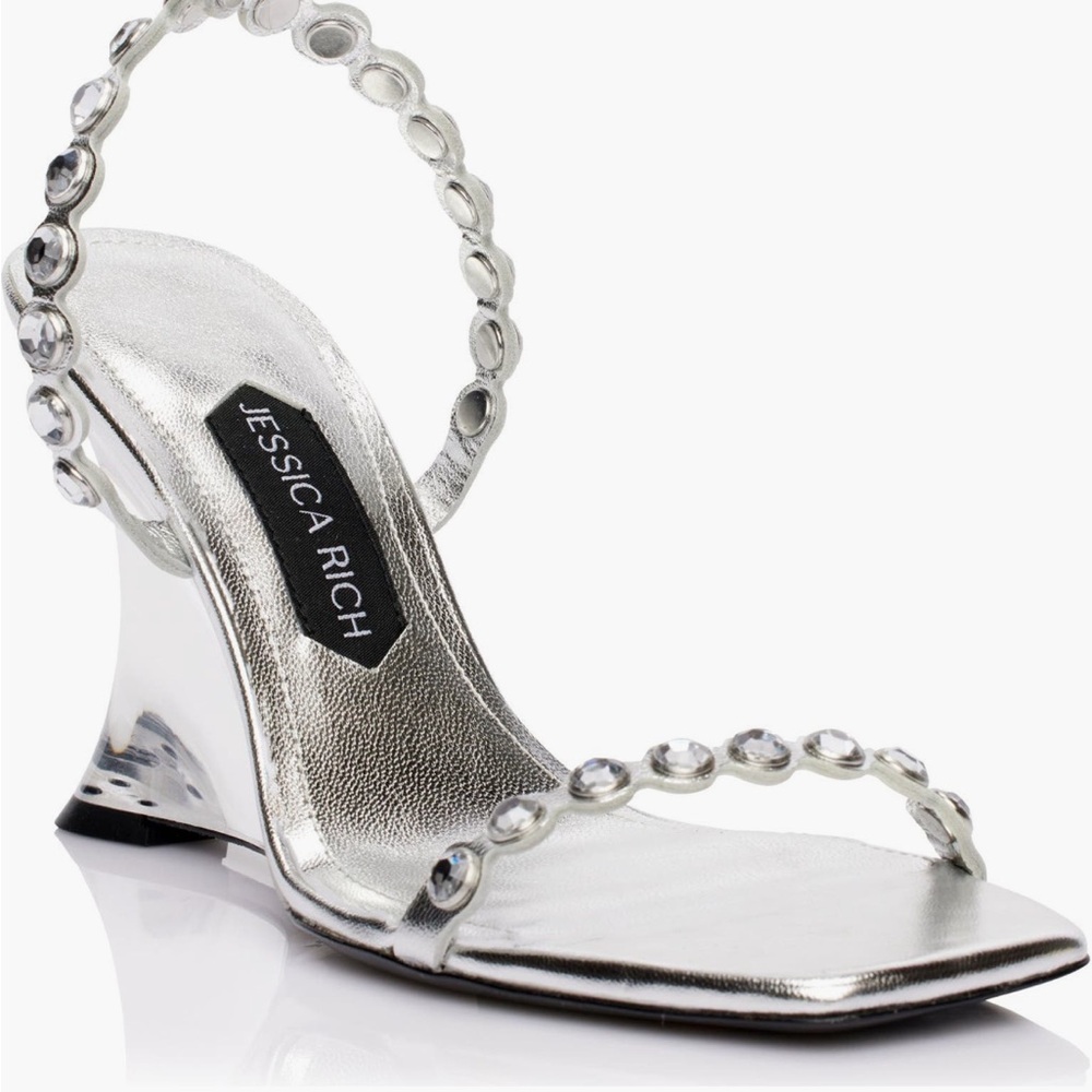 Jessica Rich Metallic Silver Embellished Sandals